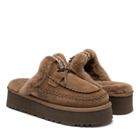 Lace Bow Platform Slippers