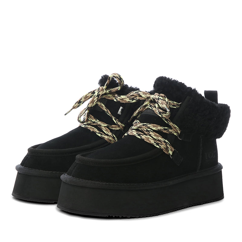 UGG Premium Fluffy-Lace Platform Boots