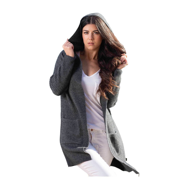 - Premium Possum and Merino Wool- Hooded Longline Cardigan - UGG Boot Australia