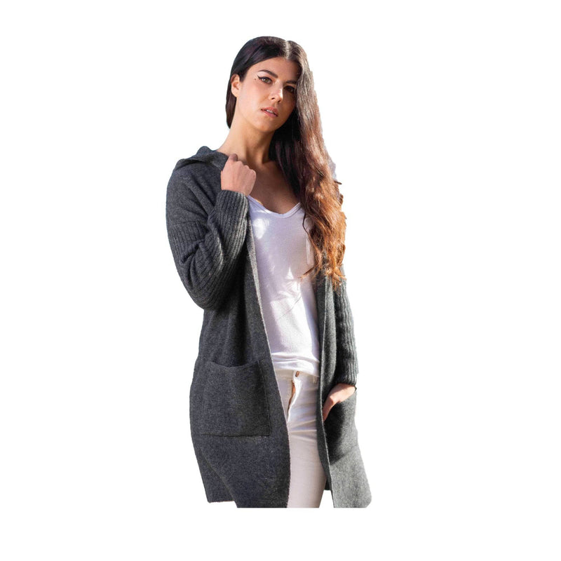 - Premium Possum and Merino Wool- Hooded Longline Cardigan - UGG Boot Australia